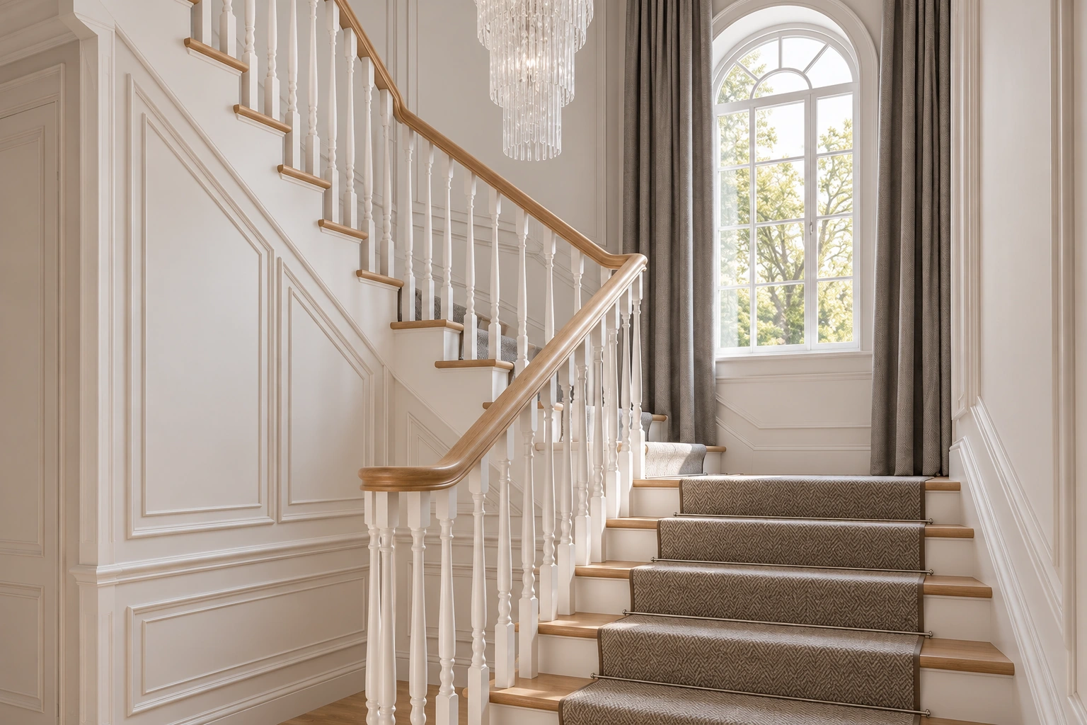 Неоклассический дом, 250 м²: лестница и холл