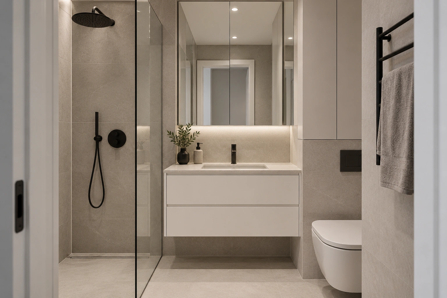 Современная квартира, 50 м²: ванная комната
