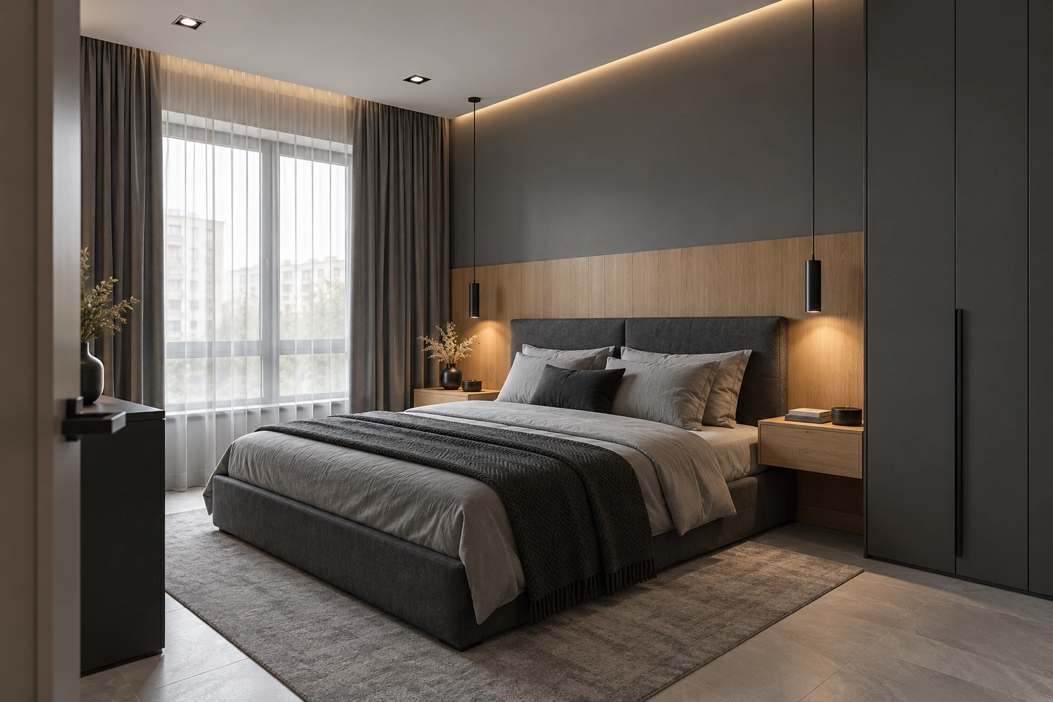 Современная квартира, 70 м²: спальня