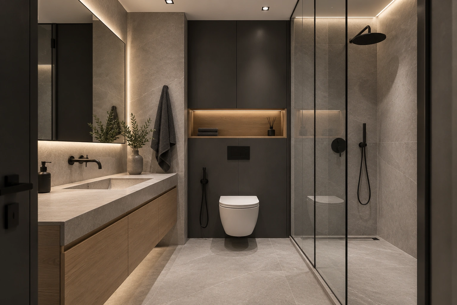 Современная квартира, 70 м²: ванная комната