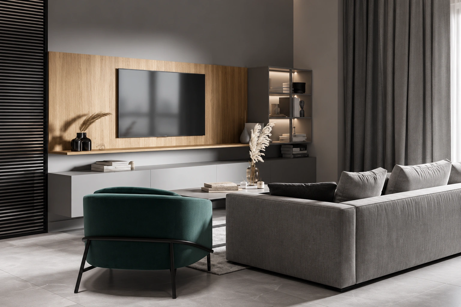 Современная квартира, 70 м²: гостиная — ближний план